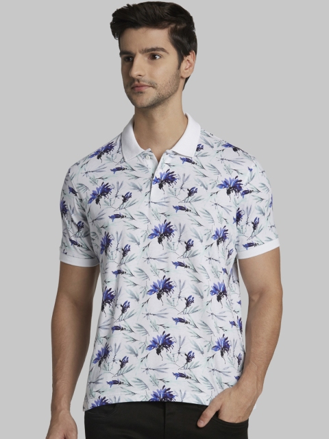 

Parx Men White Printed Polo Collar T-shirt