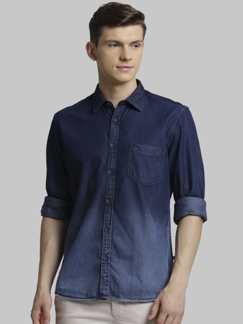 

Parx Men Blue Slim Fit Colourblocked Casual Shirt