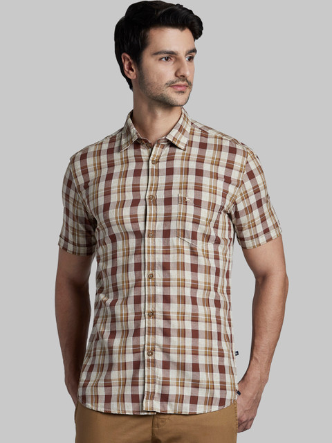 

Parx Men Brown Slim Fit Checked Casual Shirt