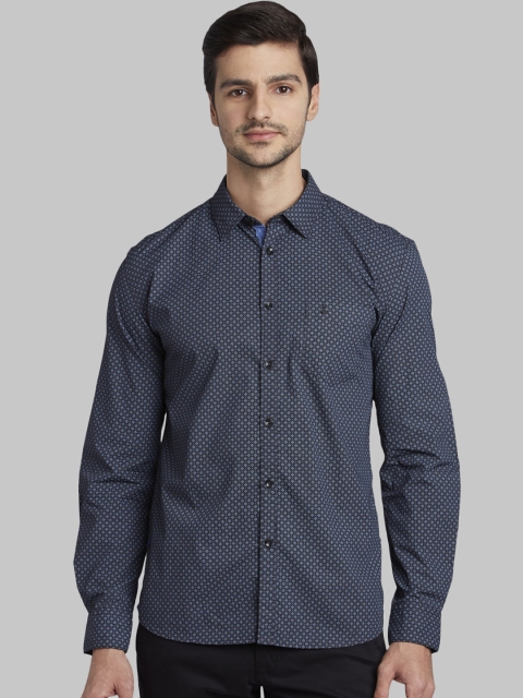 

Parx Men Blue Slim Fit Printed Casual Shirt