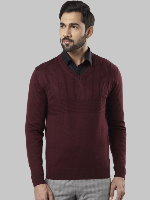 

Raymond Men Maroon Solid Sweater