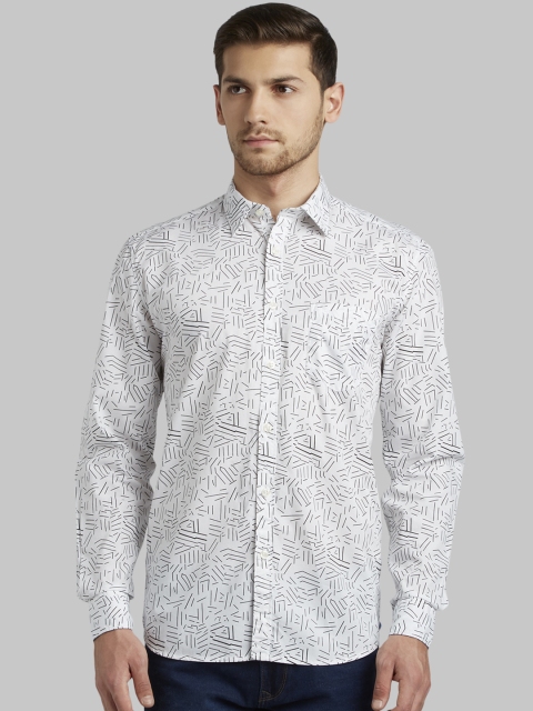 

Parx Men White Slim Fit Printed Casual Shirt