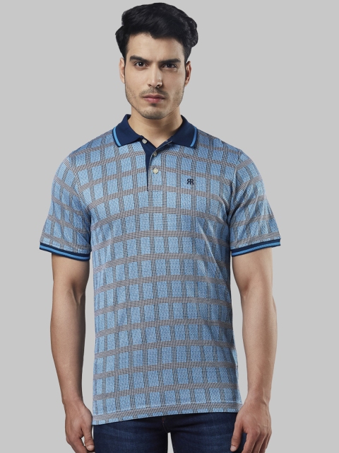 

Raymond Men Blue Checked Polo Collar T-shirt