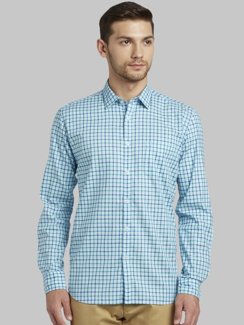

Parx Men Green Slim Fit Checked Casual Shirt