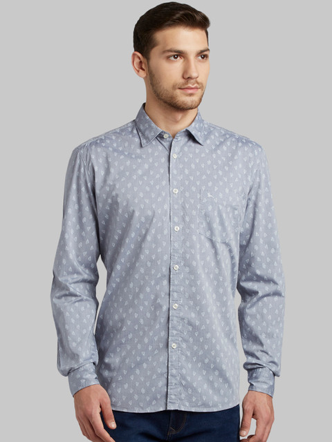 

Parx Men Grey Slim Fit Printed Casual Shirt