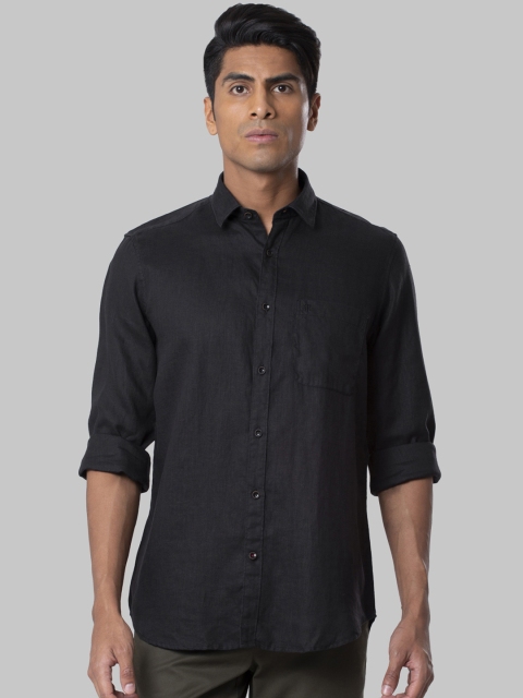 

Raymond Men Black Regular Fit Solid Casual Linen Shirt