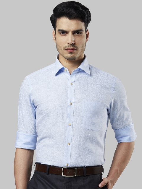 

Raymond Men Blue Regular Fit Self Design Formal Shirt