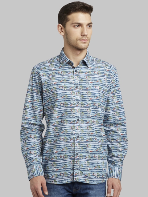 

Parx Men Blue Slim Fit Printed Casual Shirt