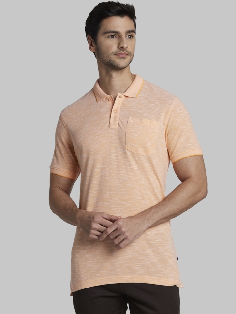 

Parx Men Peach-Coloured Solid Polo Collar T-shirt
