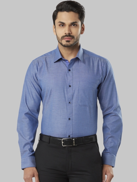 

Raymond Men Blue Regular Fit Self Design Formal Shirt