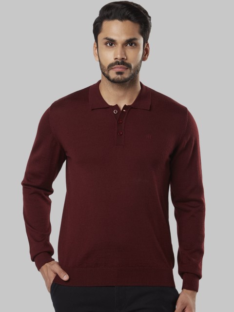 

Raymond Men Maroon Solid Sweater