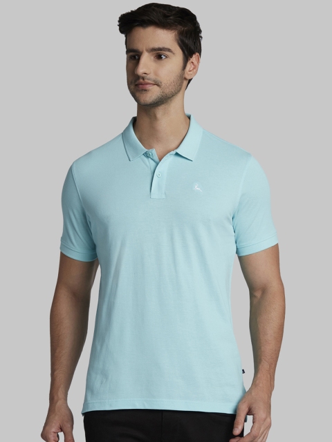 

Parx Men Blue Solid Polo Collar T-shirt