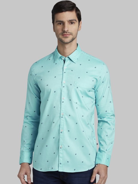 

Parx Men Sea Green Slim Fit Printed Casual Shirt