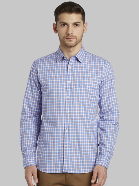 

Parx Men Blue Slim Fit Checked Casual Shirt