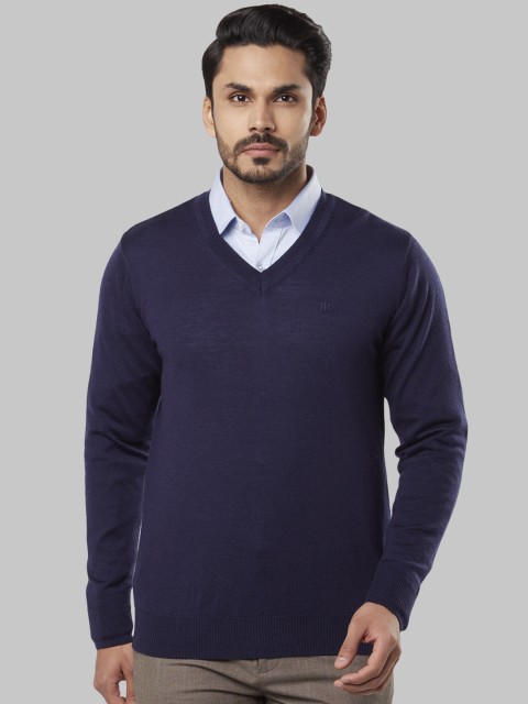 

Raymond Men Blue Solid Sweater