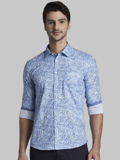 

Parx Men Blue & Off-White Slim Fit Printed Casual Shirt
