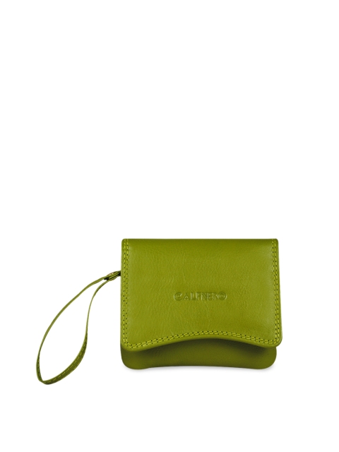 

CALFNERO Women Green Solid Leather Two Fold Wallet