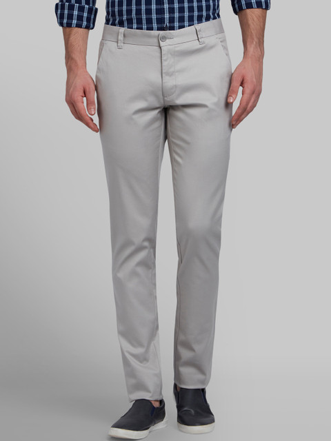 

Parx Men Grey Slim Fit Solid Formal Trousers