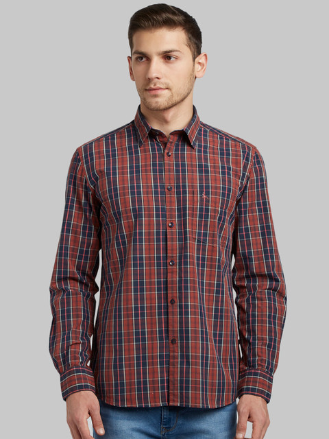 

Parx Men Blue Slim Fit Checked Casual Shirt