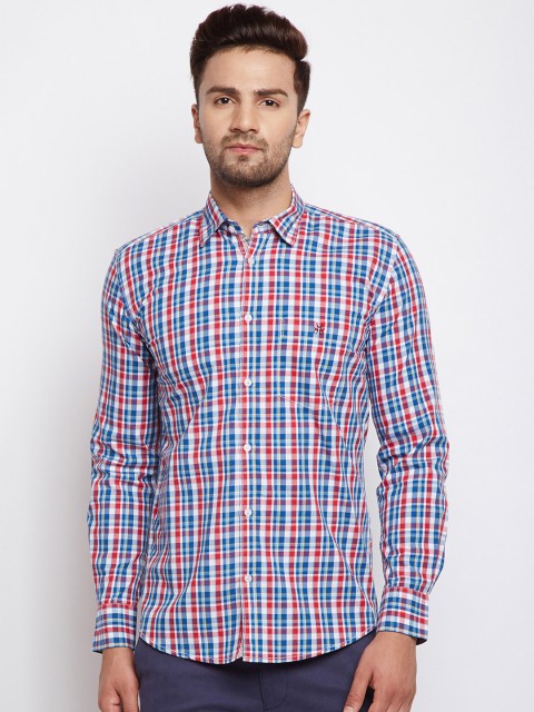 

Crimsoune Club Men Blue & Red Slim Fit Checked Casual Shirt