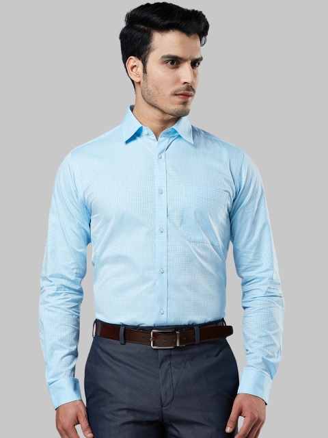 

Raymond Men Blue Slim Fit Checked Formal Shirt