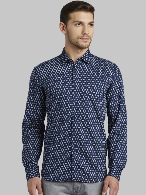 

Parx Men Blue Slim Fit Printed Casual Shirt