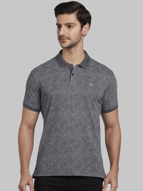 

Parx Men Grey Printed Polo Collar T-shirt