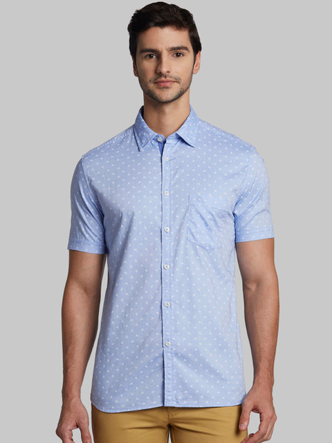 

Parx Men Blue Slim Fit Printed Casual Shirt