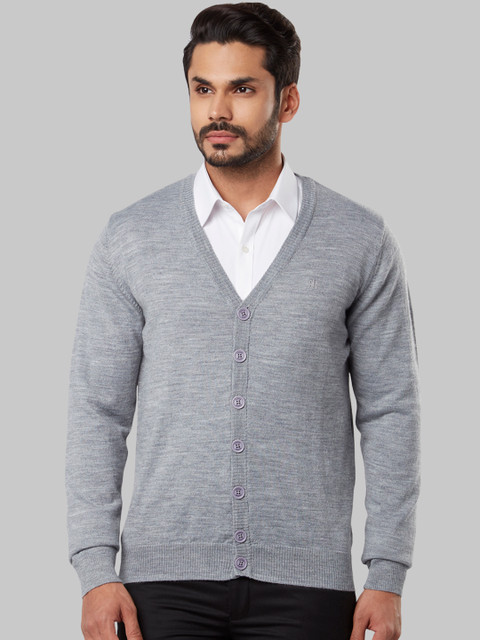 

Raymond Men Grey Solid Cardigan