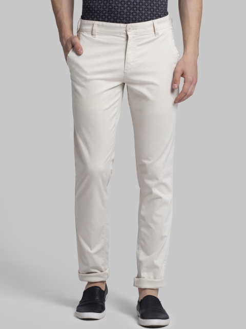 

Parx Men Cream-Coloured Tapered Fit Solid Regular Trousers