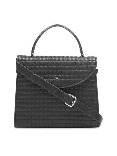 

Da Milano Black Textured Leather Sling Bag