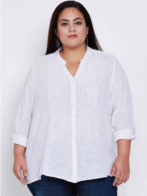 

Oxolloxo Women White Regular Fit Solid Casual Shirt