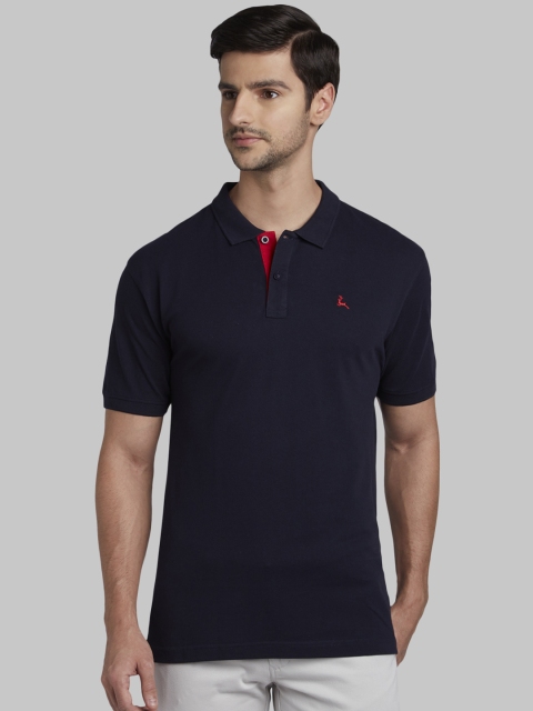 

Parx Men Navy Blue Solid Polo Collar T-shirt