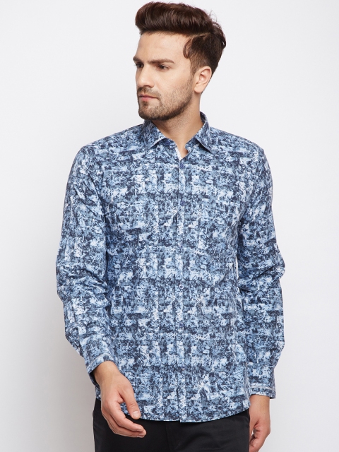 

Crimsoune Club Men Blue & Off-White Slim Fit Printed Casual Shirt