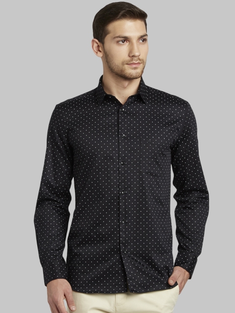 

Parx Men Black Slim Fit Printed Casual Shirt