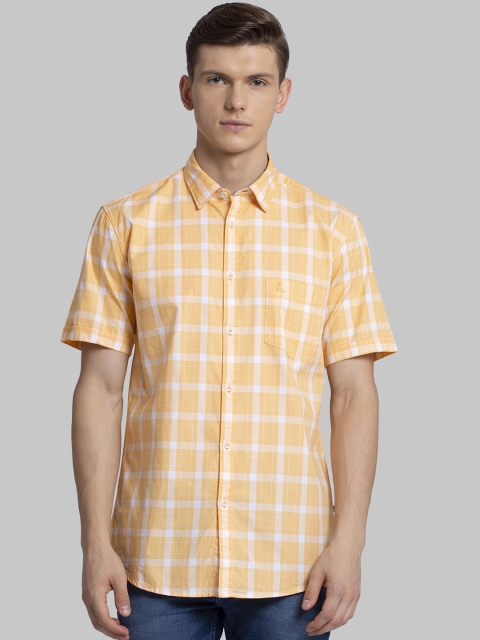 

Parx Men Orange Slim Fit Checked Casual Shirt