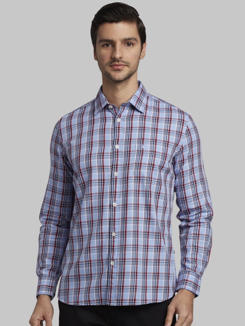 

Parx Men Blue Slim Fit Checked Casual Shirt