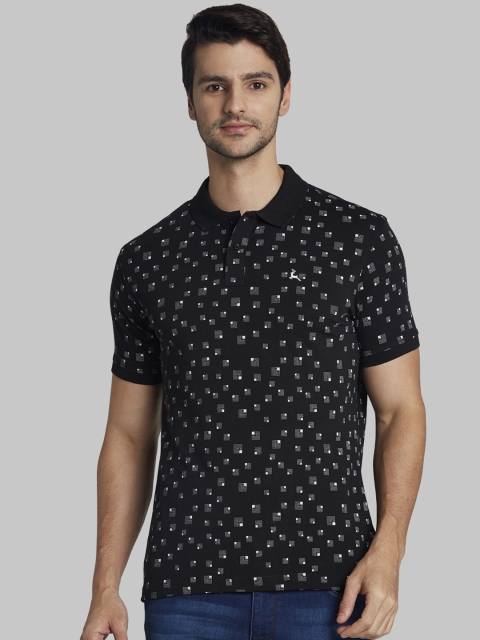 

Parx Men Black Printed Polo Collar T-shirt
