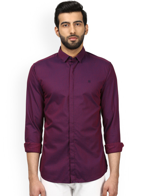 

Raymond Men Maroon Slim Fit Self Design Casual Shirt