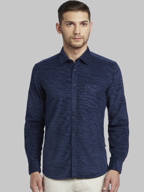 

Parx Men Blue Slim Fit Printed Casual Shirt