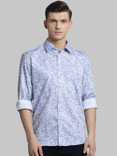 

Parx Men Blue & Off-White Slim Fit Printed Casual Shirt