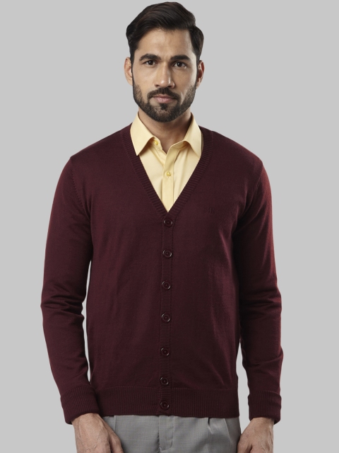 

Raymond Men Maroon Solid Cardigan