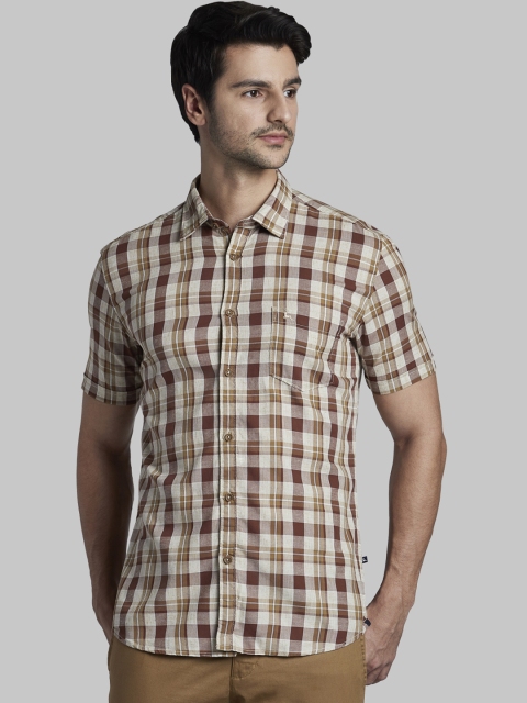 

Parx Men Brown Slim Fit Checked Casual Shirt