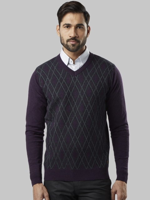 

Raymond Men Purple & Green Printed Sweater