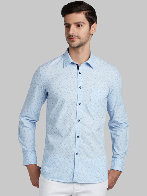 

Parx Men Blue Slim Fit Printed Casual Shirt