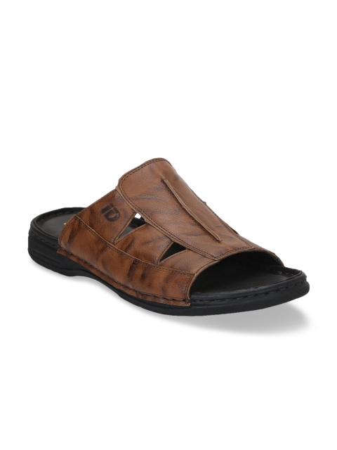 

ID Men Tan Brown Solid Comfort Leather Sandals
