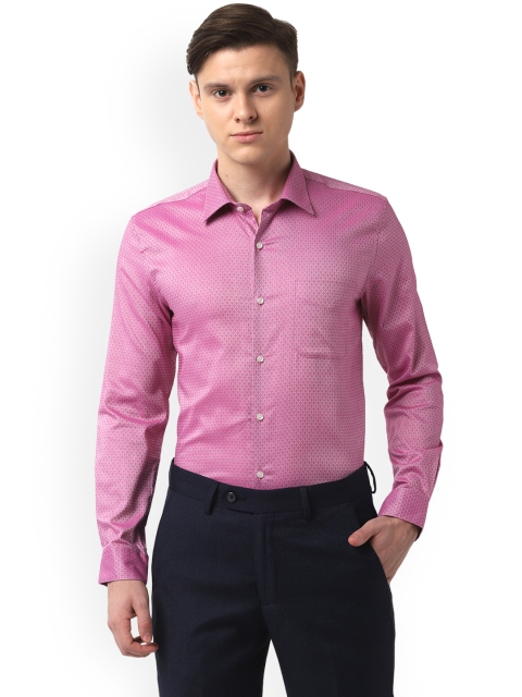 

Peter England Elite Men Pink Slim Fit Printed Formal Shirt