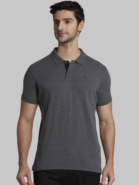 

Parx Men Grey Solid Polo Collar T-shirt