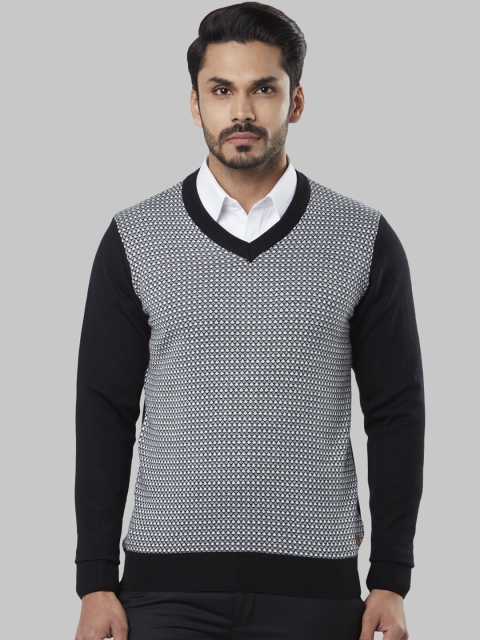 

Raymond Men Black Self Design Sweater