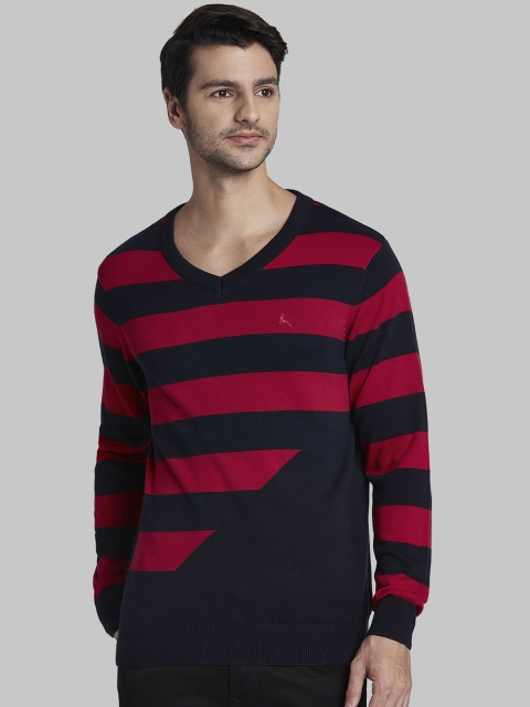 

Parx Men Red & Black Striped Sweater